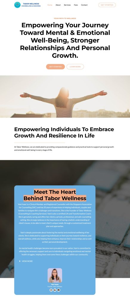 Tabor Wellness website mockup