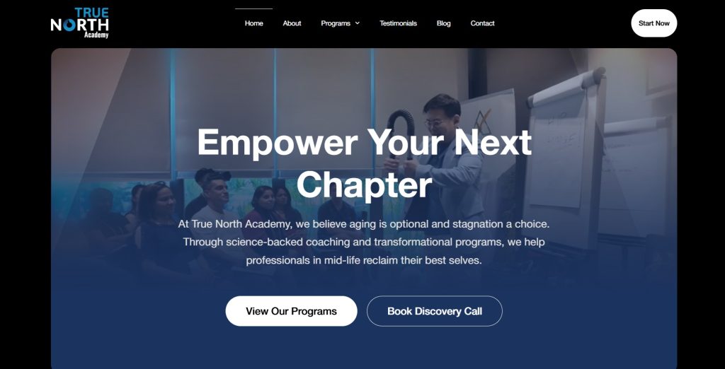 True North Academy website mockup